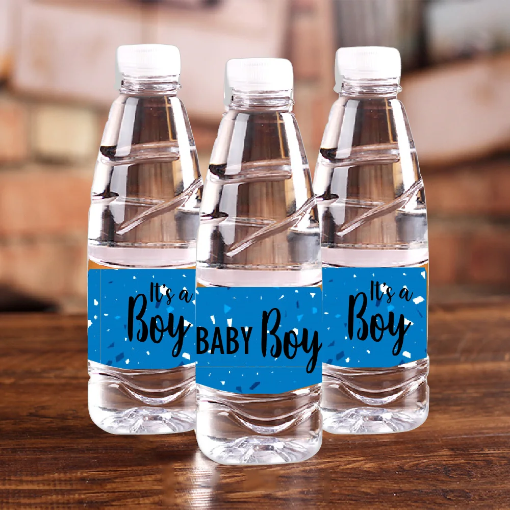 Rikivity 20pcs Blue Terrazzo Baby Boy Water Bottle Wine Beer Labels Candy Bar Wrapper Sticker Shower Party Decoration Favor | Дом и сад