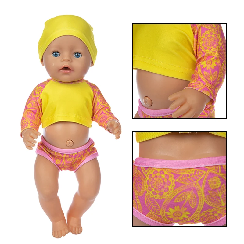 

2021 New Fit 18 inch Baby New Born Doll Clothes Accessories Swimsuit Clothes Set For Baby Birthday Gift
