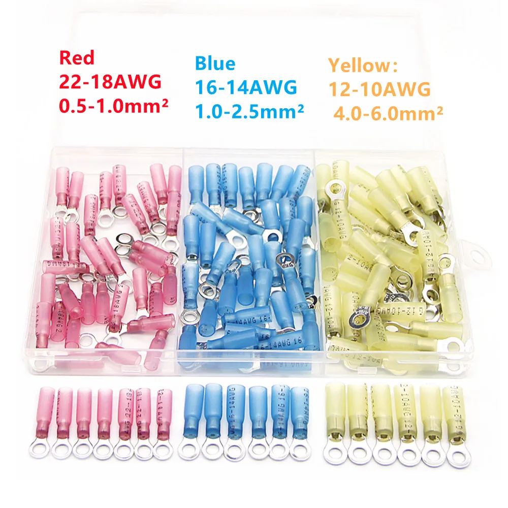 

120 шт. термоусадочная утепленная кольцу клемы электрический провод кабель обжимные кольца соединительные кольца для стыковой морской авто...