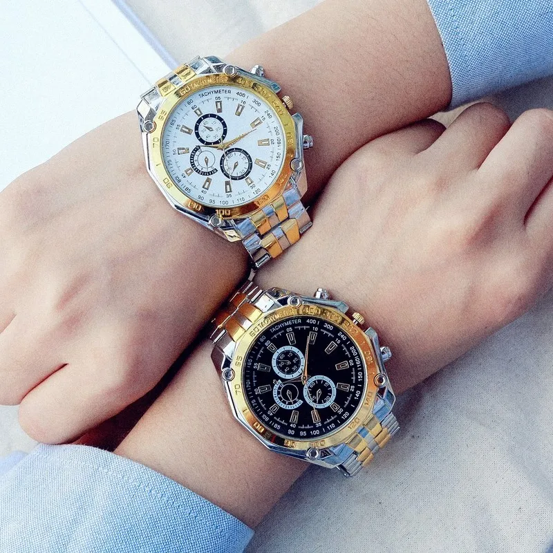 1 шт. Роскошные деловые мужские кварцевые часы серебристого золотистого цвета из