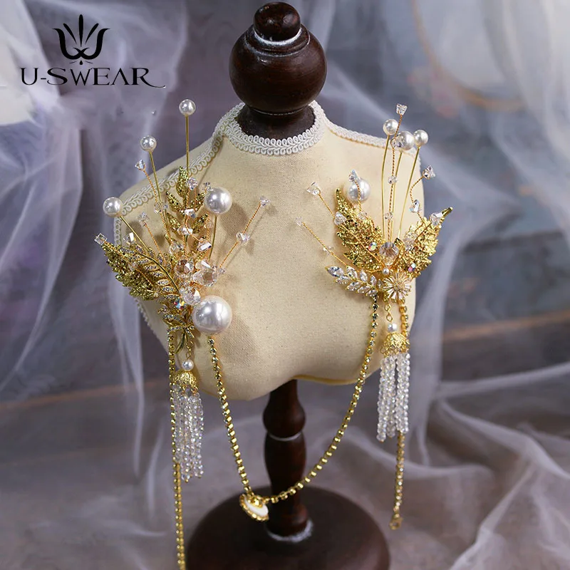 Роскошная золотая заколка для волос ручной работы из сплава циркония повязка на