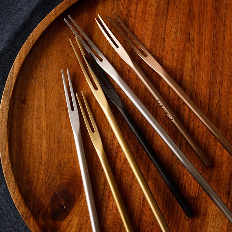 Вилка для фруктов Роскошные Нержавеющая сталь золото Десертные Вилки торта