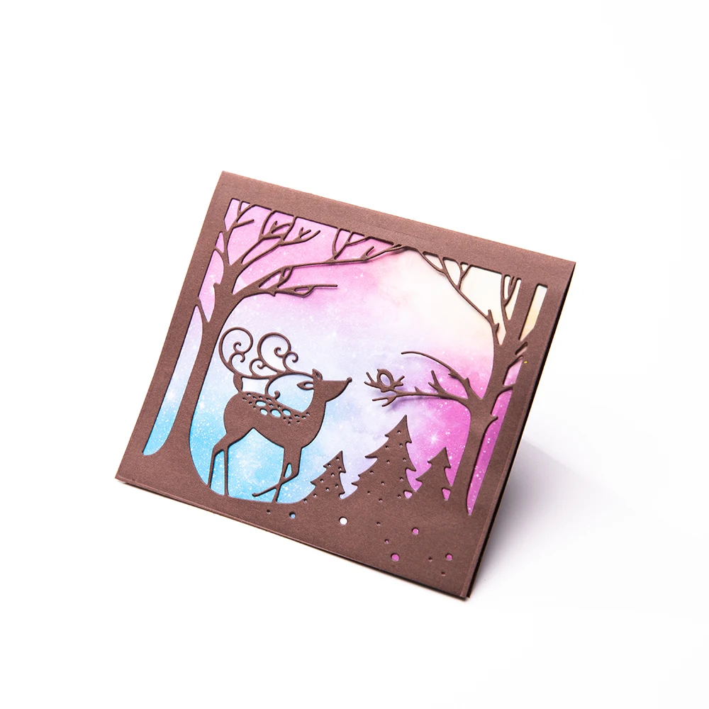 Рождественская открытка с оленем металлические Вырубные штампы для поделок