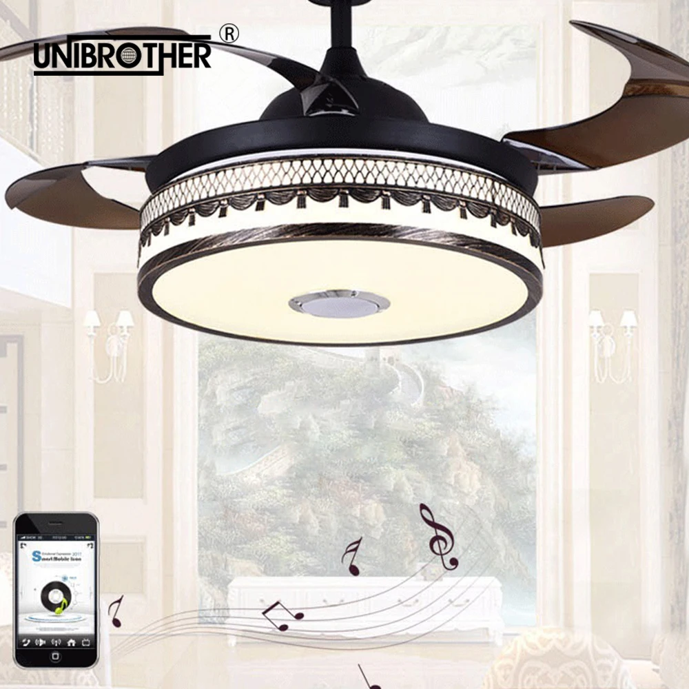 Светодиодный потолочный вентилятор светильник с 42 дюймовым Bluetooth стерео пультом