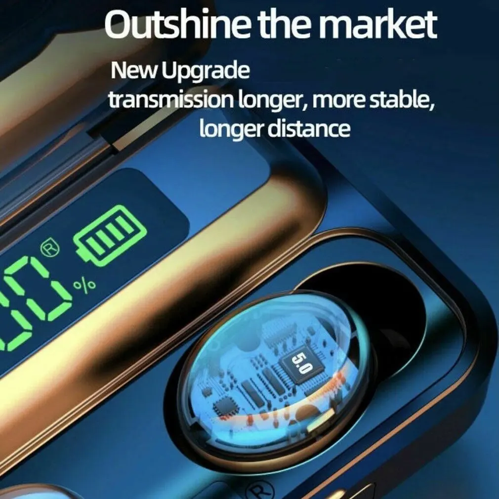 F9-5d Mini Bluetooth-совместимая гарнитура 5 0 емкость 2200 мАч TWS наушники
