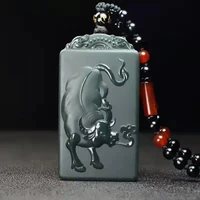hand carved on both sides pendant bullish natural qingyu exquisite jade stone necklace accessories gift jewelry