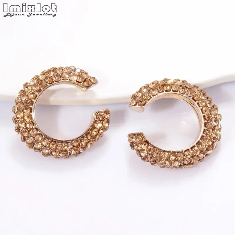 Женские серьги каффы с кристаллами в стиле бохо Разноцветные образной формы