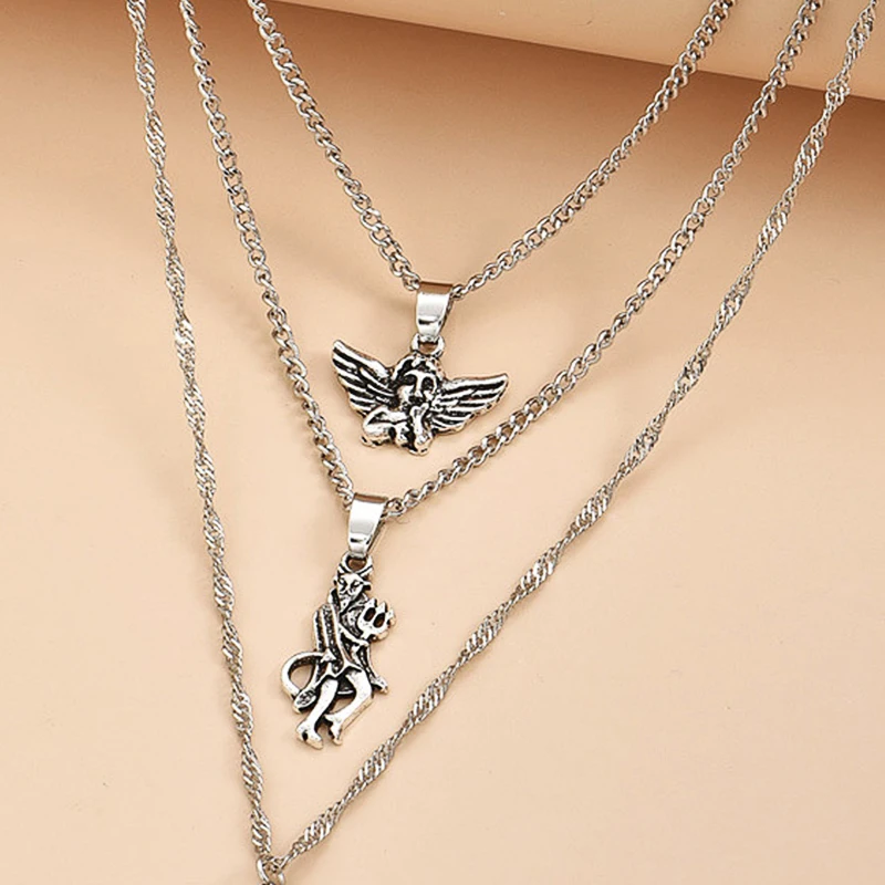 Комплект женских ожерелий в стиле ретро 5 шт./компл. ангел демон жемчужная