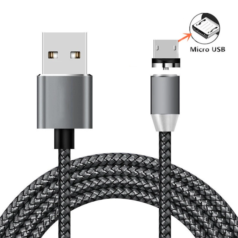 Магнитный Тип C Магнит Micro USB зарядный кабель для huawei P10 P20 P30 lite Pro Honor 7C 7A 7S 8A 8C 8X быстрое зарядное устройство для телефона - Цвет: Micro Cable Gray