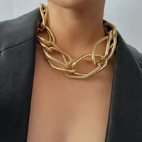 punk multi layered golden chain choker necklace jewelry for women hip hop big thick chunky clavicle chain charm necklace