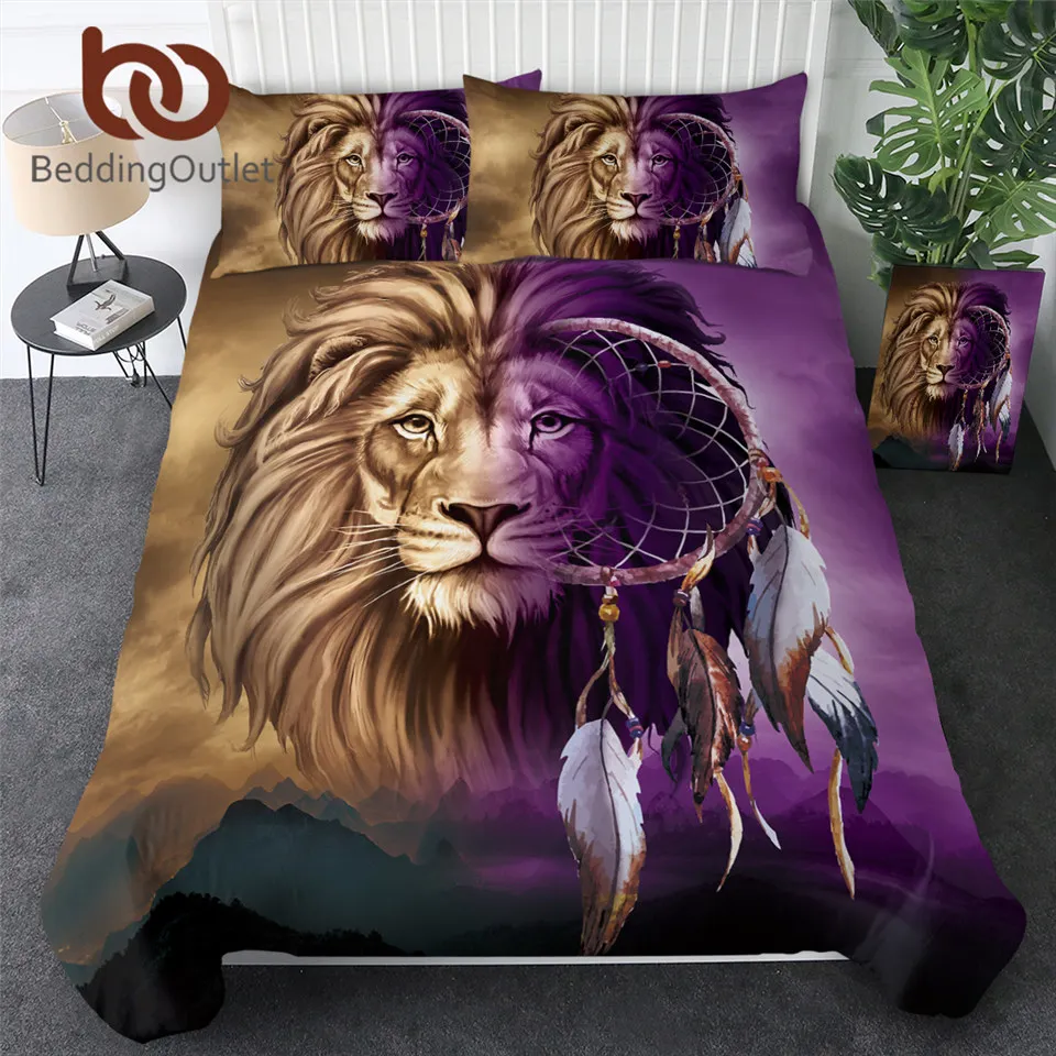 Комплект постельного белья из 3 предметов с изображением Льва Ловец снов