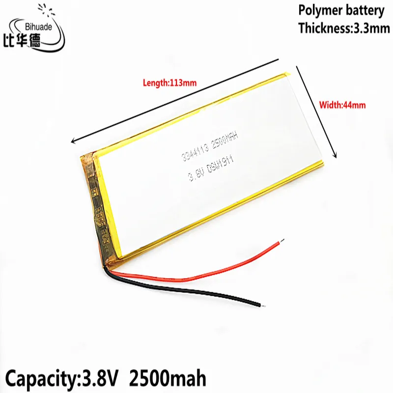 

Хорошее качество батареи 3,8 V,2500mAH 3344113 полимер литий-ионный/литий-ионный аккумулятор для планшета внутренний аккумулятор мобильный телефон