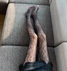 Черные шелковые чулки, соблазнительные сетчатые чулки в виде паука, черные шелковые темные чулки Jk, тонкие сетчатые ажурные