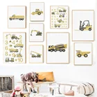 Инженерный автомобиль Алфавит Номер детской стены Искусство Холст Картина скандинавские плакаты и принты настенные картины мальчик Детская комната Декор