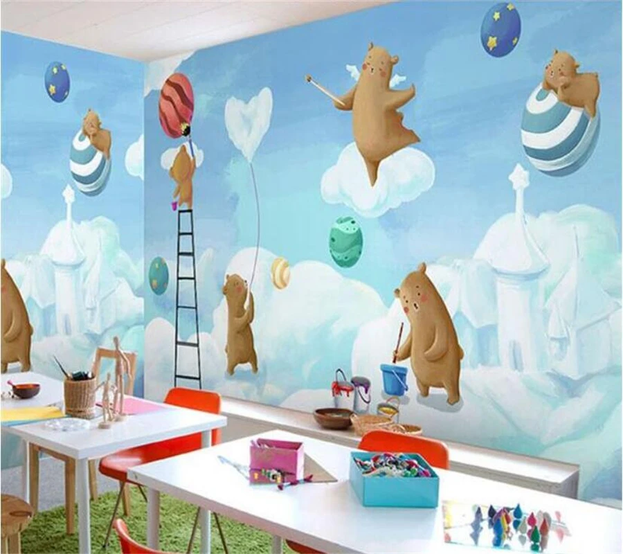 Индивидуальные обои wellyu 3d Ручная роспись медведь мультфильм Животные