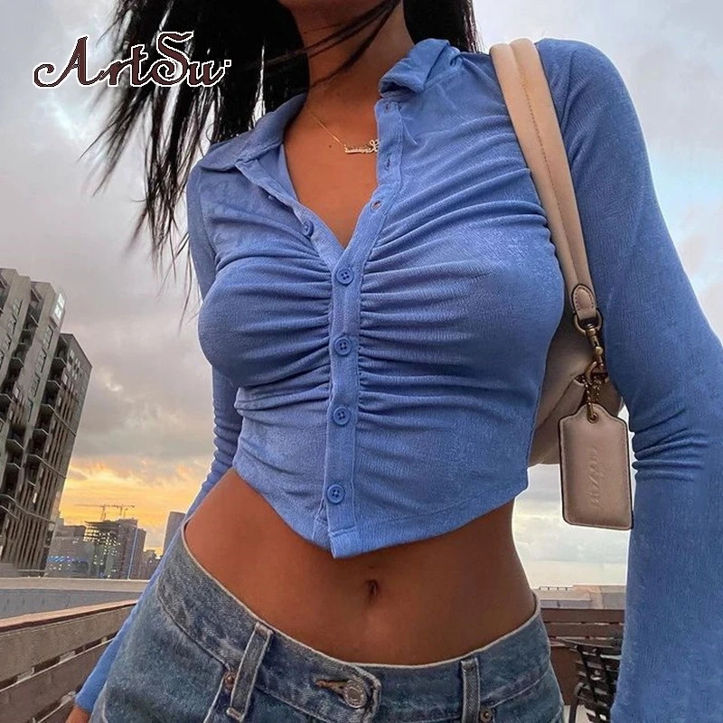 Рубашка женская однобортная с отложным воротником Повседневная Блузка на