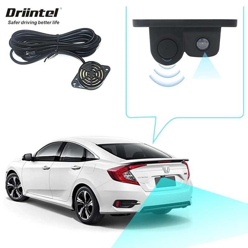 

Парктроник Driintel 2 в 1, парковочные датчики, камера заднего вида, универсальная, высокая четкость, ночное видение, реверсивная, 2019