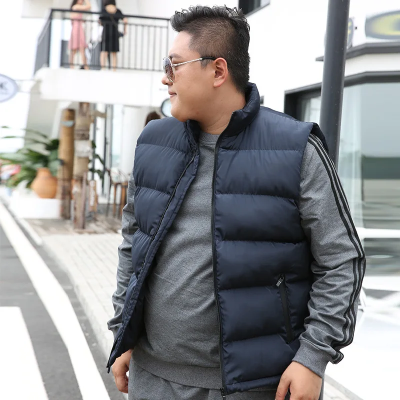 Plus Size 9XL Vest Jackets Men Winter Puffer Waist Coat Casual Men's Sleeveless Jacket Waistcoat Warm Vests Coat Male Black Blue