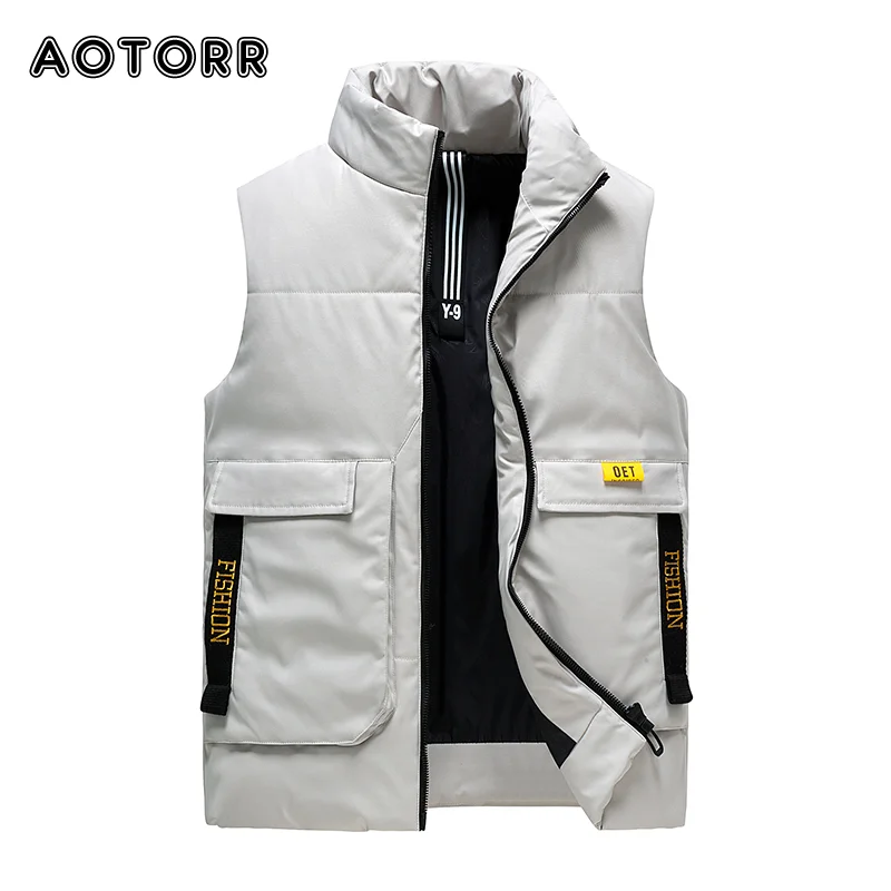 

Men's Solid Color Sleeveless Vests Coat New Autumn Winter Mens Fleece Warm Waistcoat Outwear Casual Stand Collar Zipper Men Vest