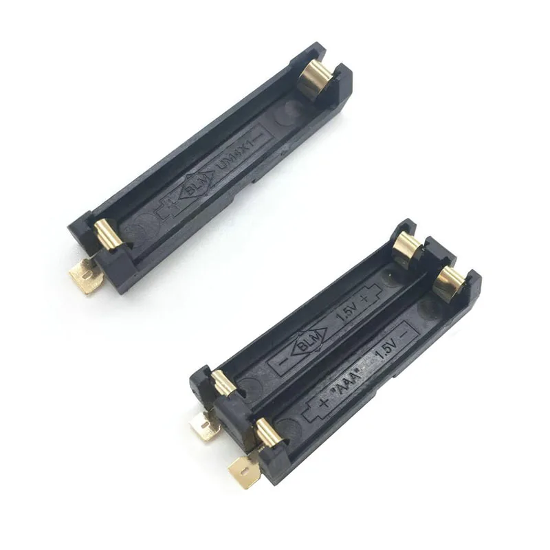 

Wholesale Hot sell High Quality 1/2 Slot AAA Battery Holder SMD SMT Battery Box with Bronze Pins DIY Lithium Battery Spring Box