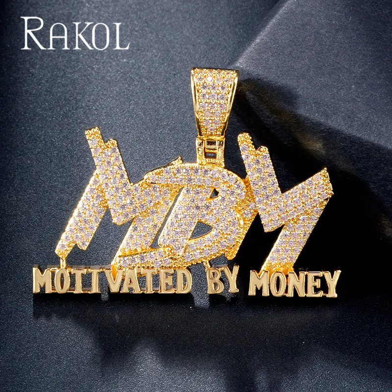 Ожерелье RAKOL в стиле хип хоп золотого цвета микрозакрепка кубический циркон