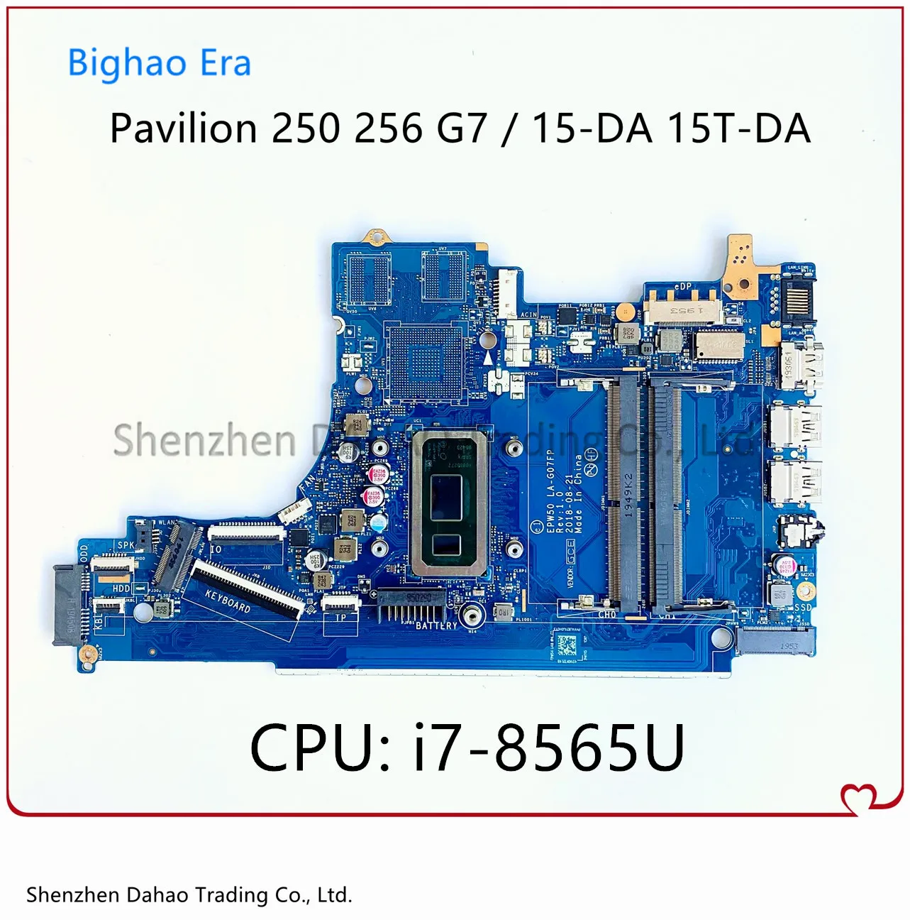 

Материнская плата EPW50 для ноутбука HP Pavilion 256 250 G7 15-DA 15T-DA с процессором i7-8565U DDR4