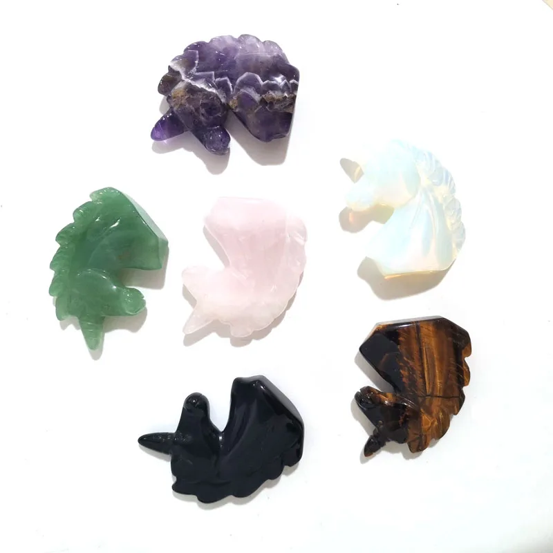 2 дюйма натуральный Единорог кварцевый исцеляющий Кристалл ручной резной