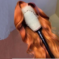 ginger orange wavy lace frontal human hair wig brazilian remy hair for black women pre plucked with baby linman