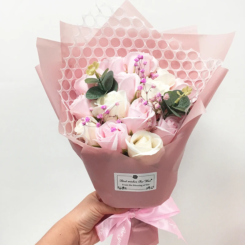 Flone розовая роза искусственный цветок мыла букет подарок на день матери Роза