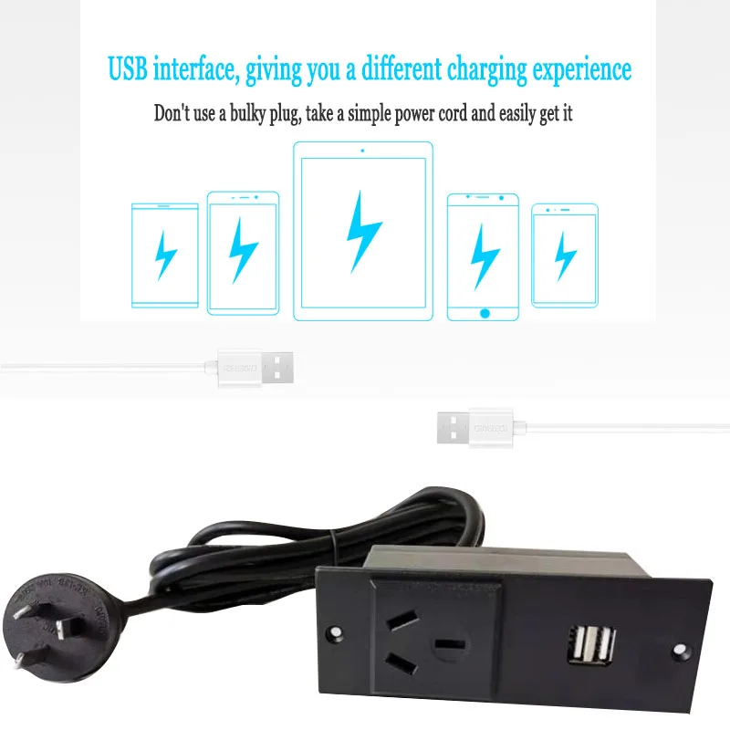 Австралийский стандарт удлинитель с 2USB портами для зарядного устройства