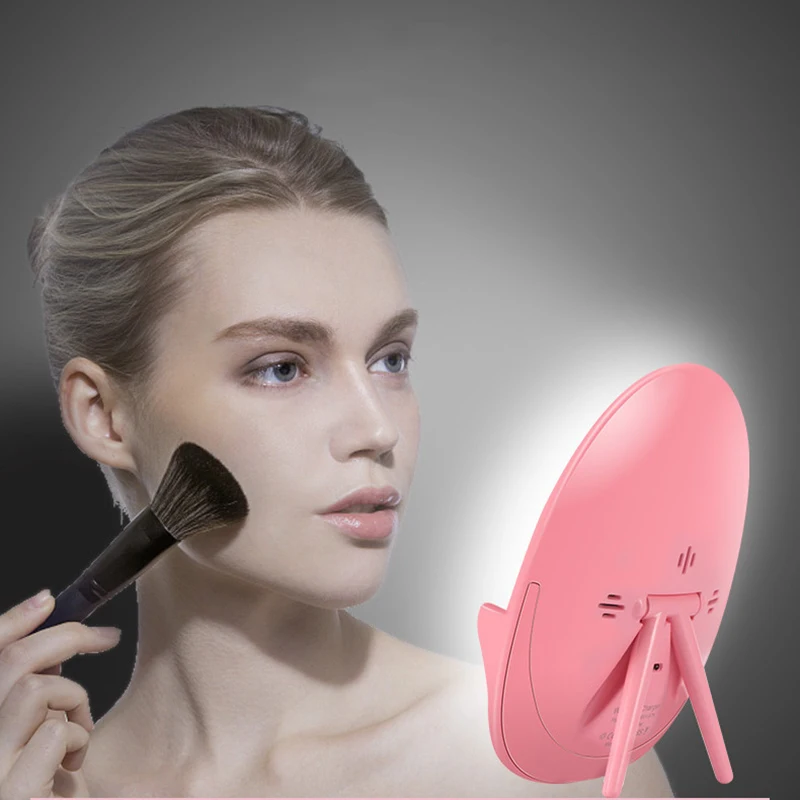 1pcs 2 Colors Makeup Mirror LED Light Mini Portable Magnify Mobile Power Bank USB Chargeable Artifact Touch Dimming Tools | Красота и