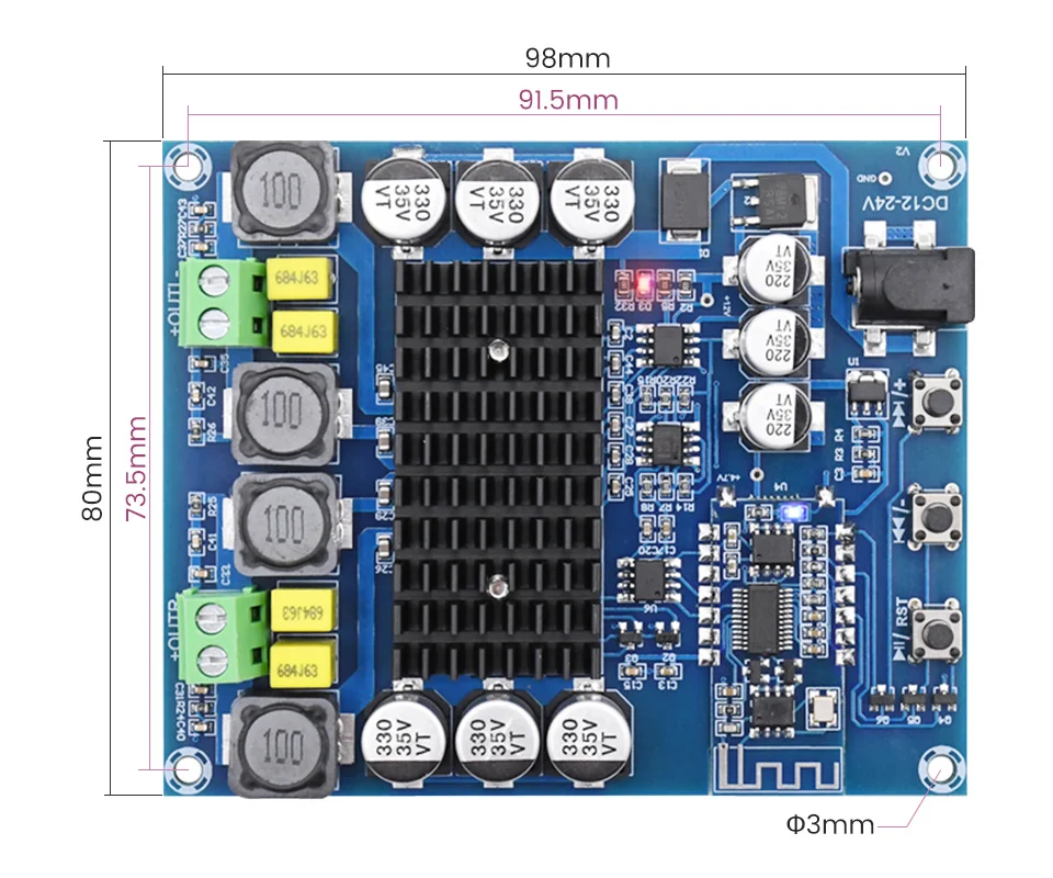 AIYIMA Bluetooth 5,0 TPA3116D2 цифровой усилитель плата класса D Мини усилитель мощности для дома 50x2 с предусилителем NE5532 Op Amp