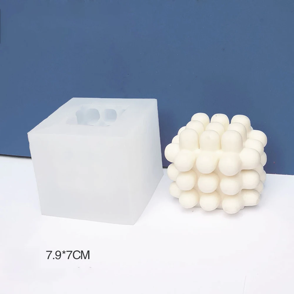 

New 3d Bubble Cube Soy Wax Candle Mold Diy Silicone Mold Plaster Decoration Aroma Wax Soap Mold Chocolates Resin Home Crafts