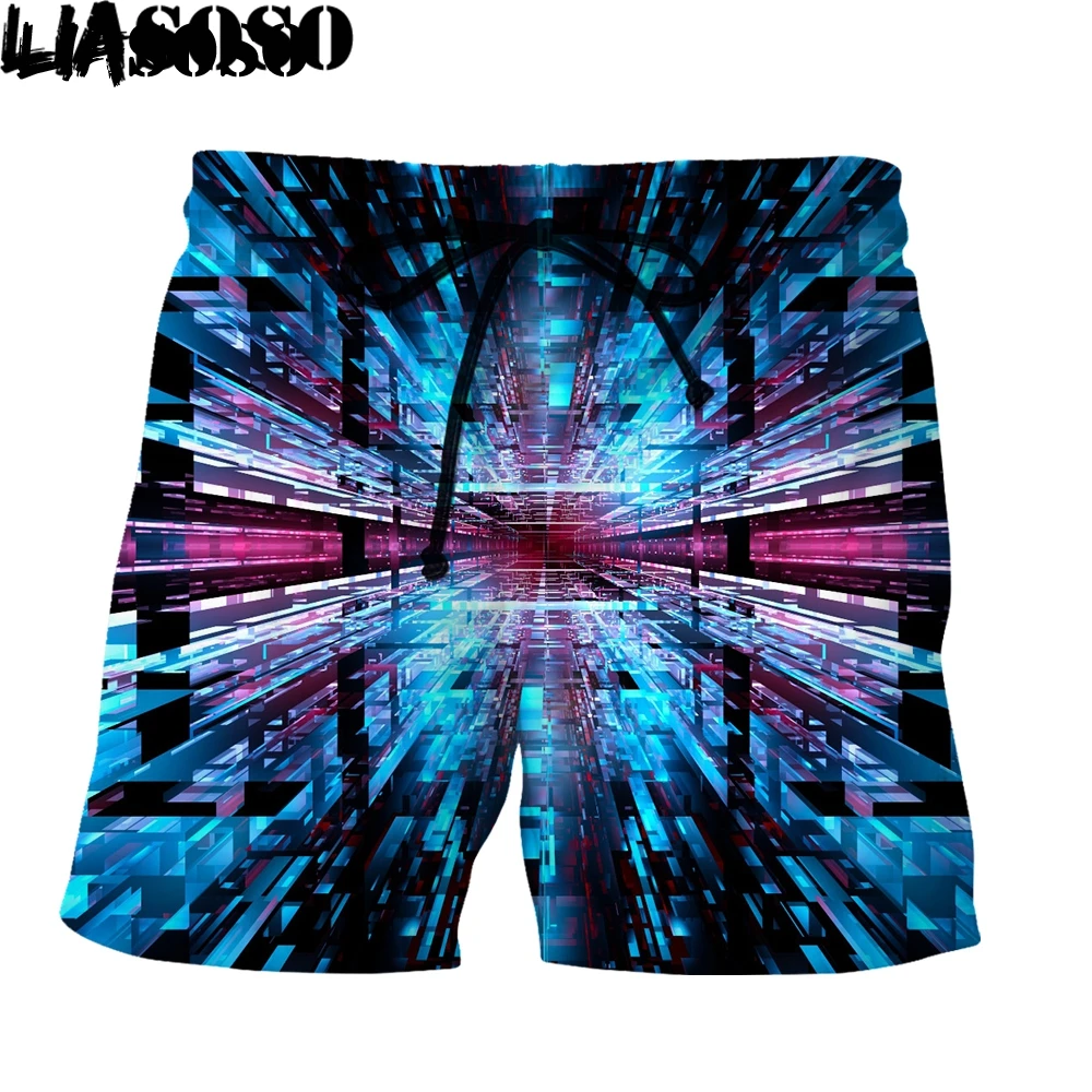 

LIASOSO Abstract 3D Printing Men Women New Pants Beach Sweatpants Shorts Fashion Casual Oversized Sense of Space Comfortable