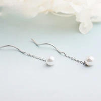 minimalist jewelry 925 sterling silver natural shell pearl pendant long chain earring korean fashion ear line for women 2021 new