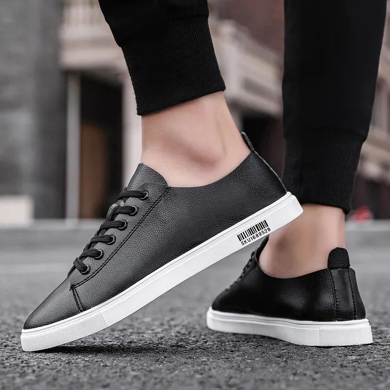 

2020 Sneakers New Fashion High Quality Soft Simple Casual Shoes Men Comfortable Breathable Leather White Shoes