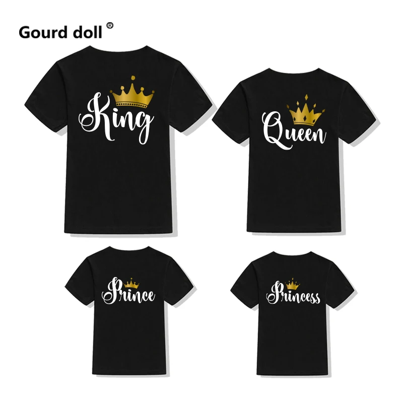 Cotton family matching clothes tshirt Father Son Mother and Daughter Tshirts Baby Casual Princess Queen king outfits Family look