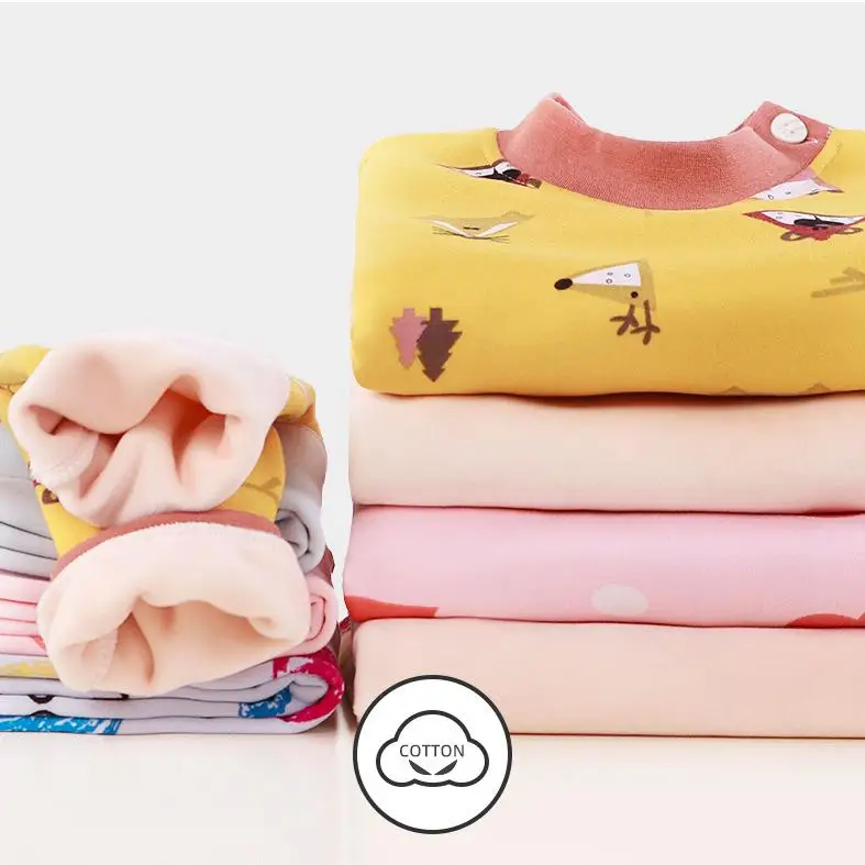 Детский зимний комплект термобелья новый продукт бархатная одежда с рисунком