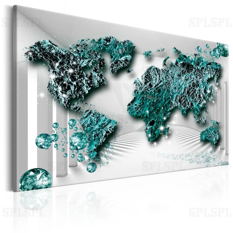 Современное настенное искусство одна деталь красочная карта мира абстрактная
