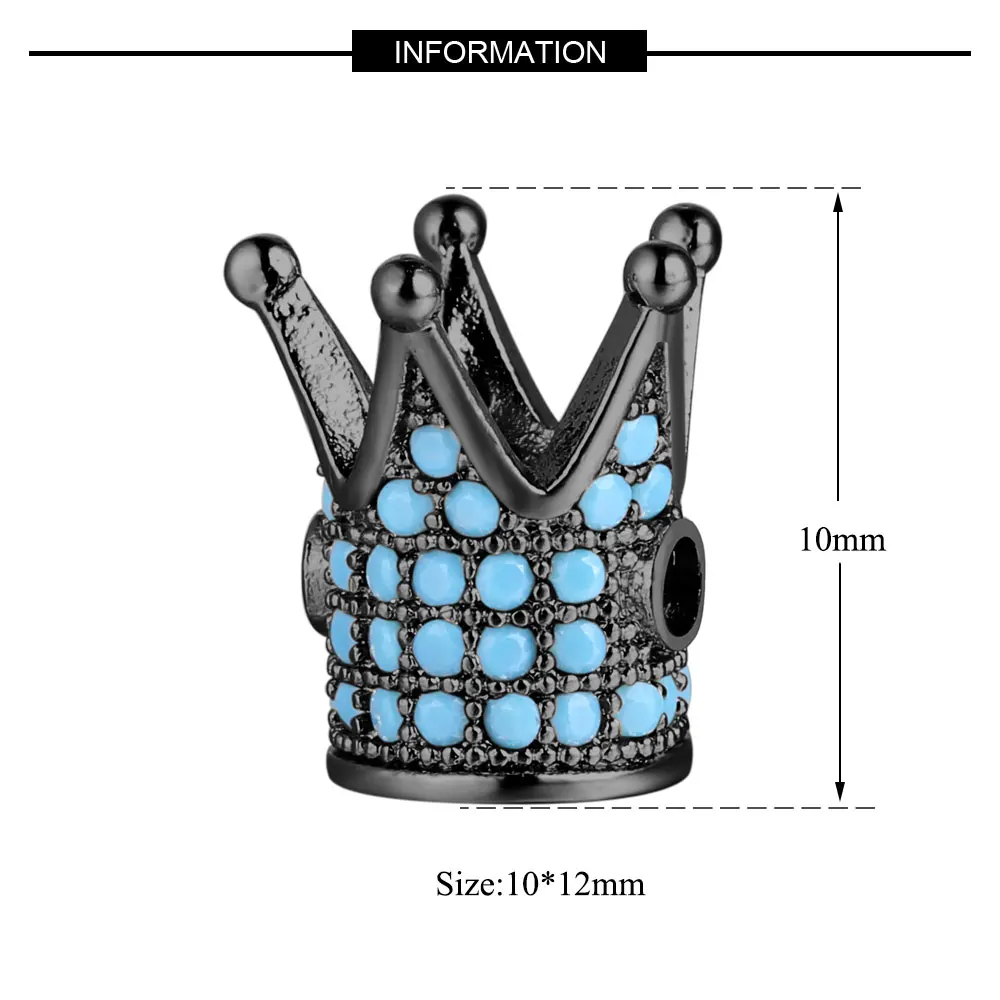 3 шт./лот 100% микро паве CZ красочные циркониевые короны бусины 7 цветов пистолет