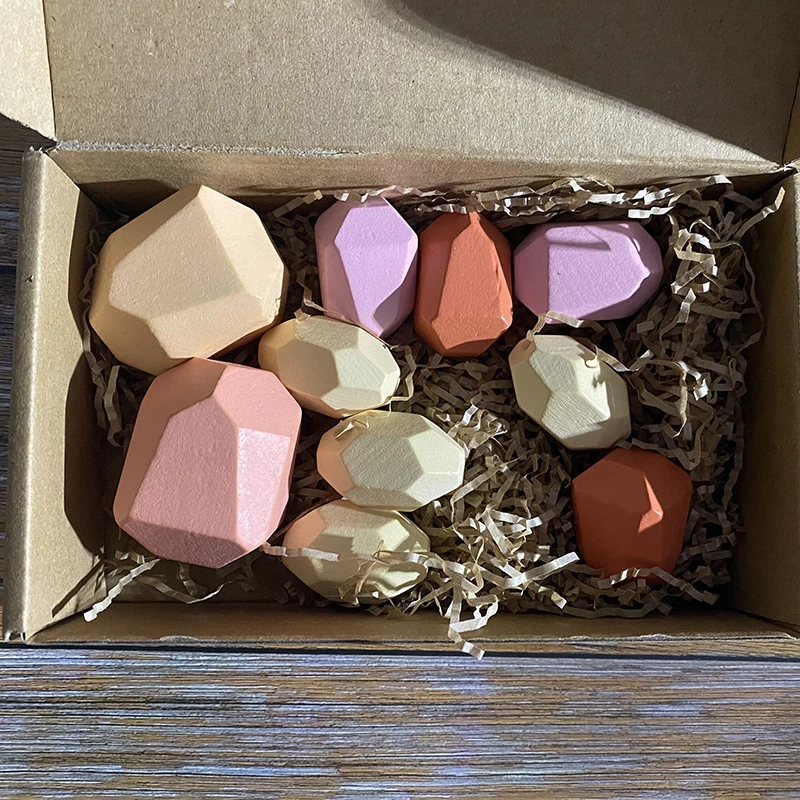 

Wooden Colored Stone Jenga Building Blocks Children Educational Toys Creative Nordic Style Stacking Game Rainbow Wooden Toy Gift