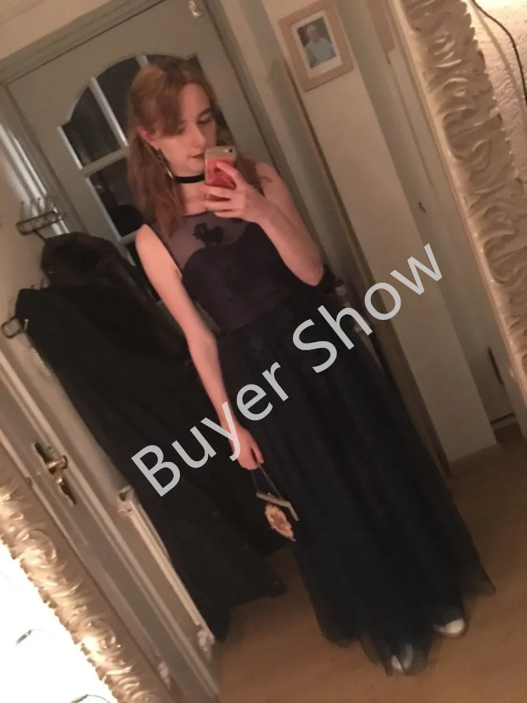 Кружевное Вечернее Платье трапеция из фатина Длинное Элегантное платье для