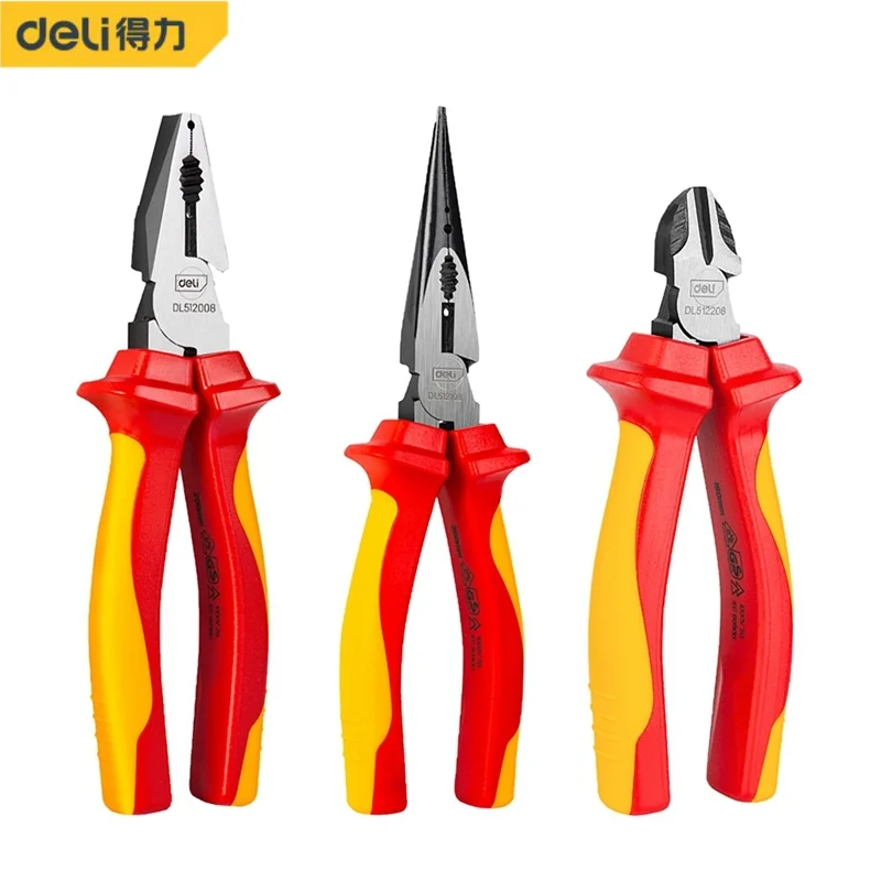 

1000V Insulating Pliers VDE Diagonal Pliers Cr-Mo Steel Wire Cutters Long Nose Pliers