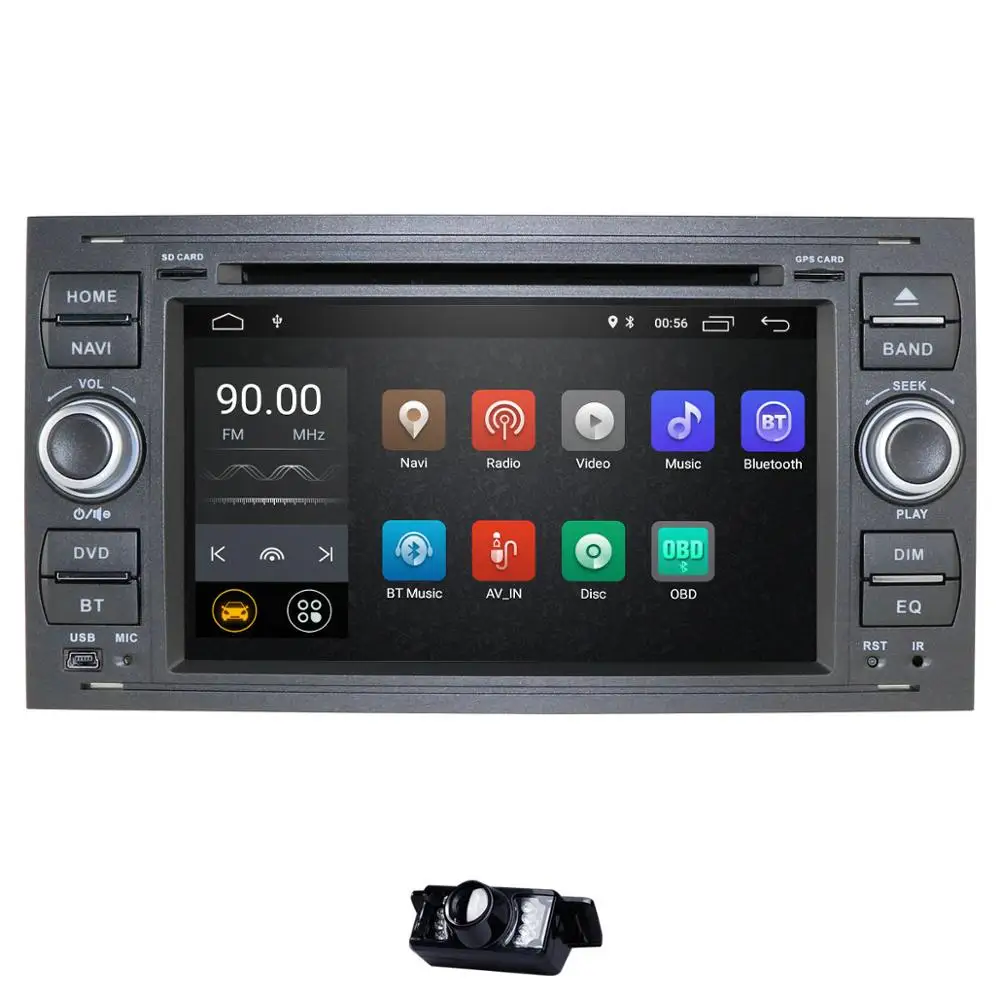Ips DSP 2 din Android 9 автомобильный радиоприемник мультимедиа для Ford Focus 2 3 mk2 Mondeo 4 Kuga Fiesta Transit подключение S-MAXC-MAX - Цвет: Black  ADD CAM2