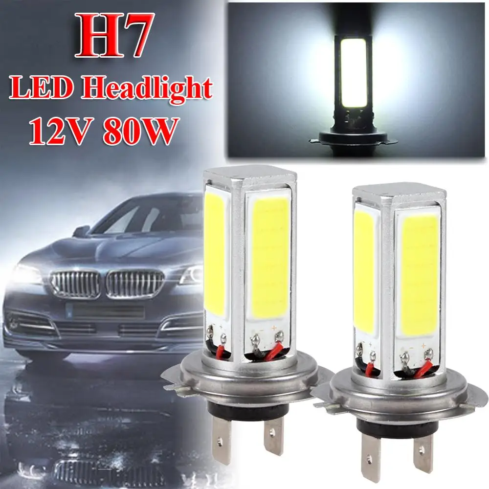 

2 шт H7 светодиодный ные фары Противотуманные фары дальний/ближний свет 4000LM 6000K супер белый 80 Вт Прямая доставка