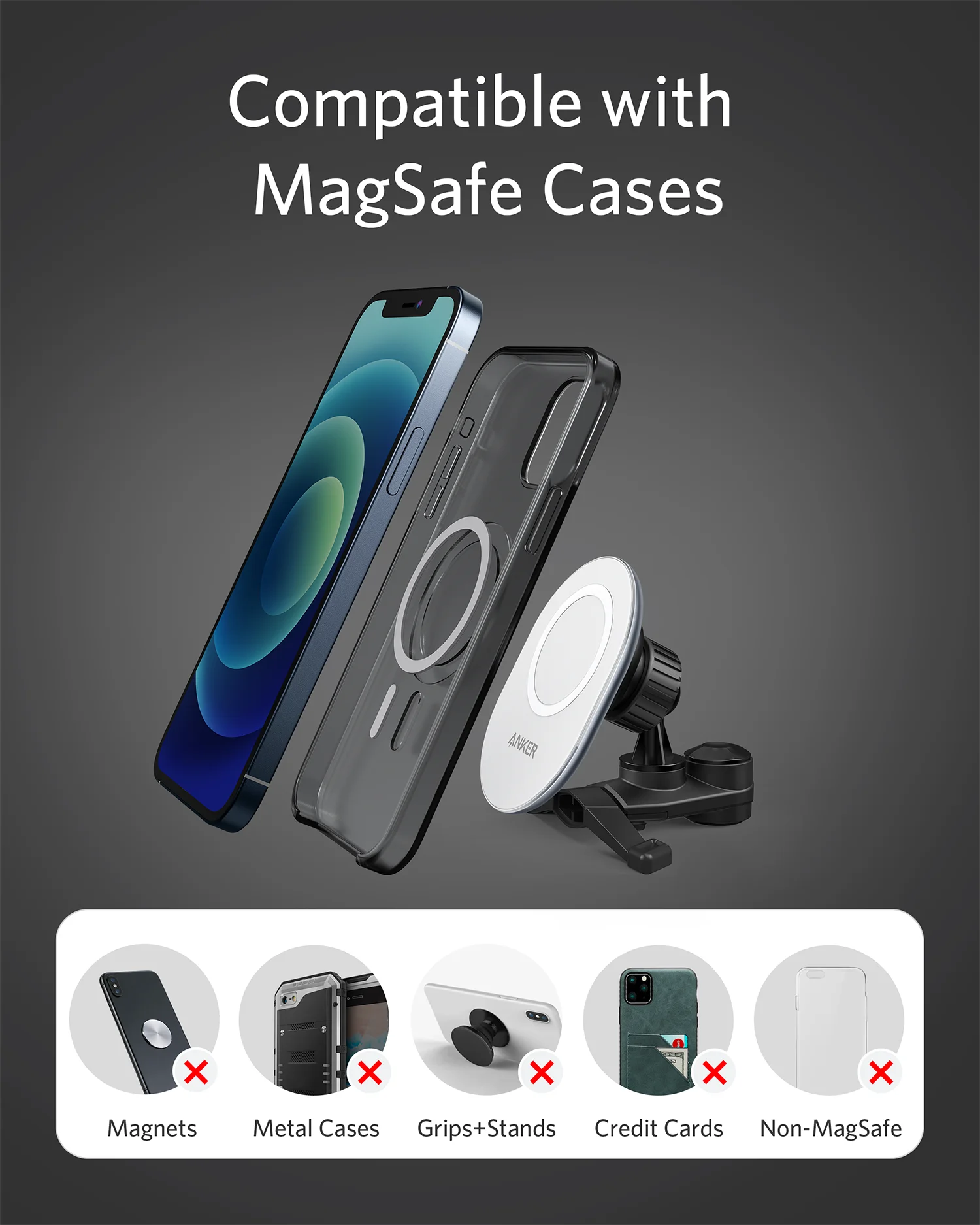 Anker магнитное автомобильное крепление для iPhone 12 автомобильный держатель