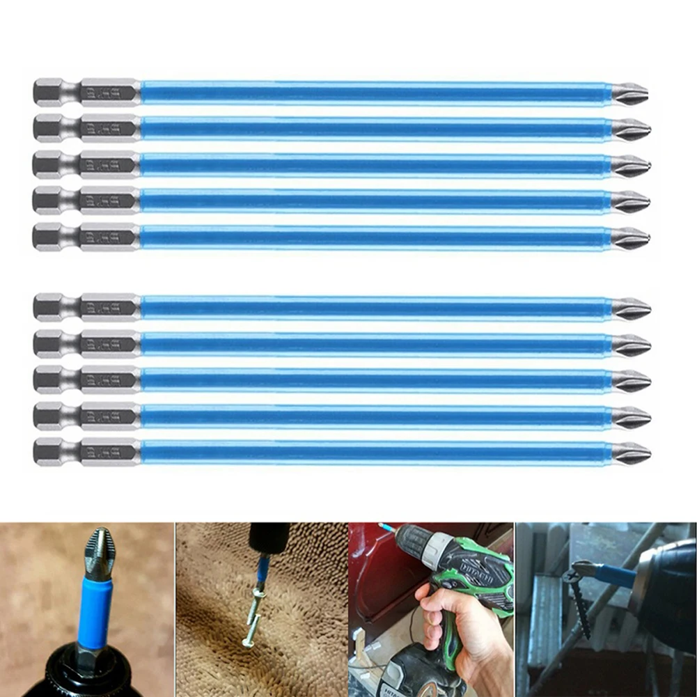 

10pcs 1/4\\\" Hex Non-slip Magnetic PH2 Screwdriver Bits Set 150mm Long Reach Electric Exactness PH2 Single Head Power Tools
