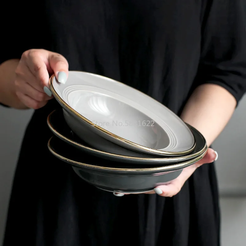 

ordic Phnom Penh Home Simple Ceramic Plate Straw Hat Plate Western Food Plate Vegetable Plate