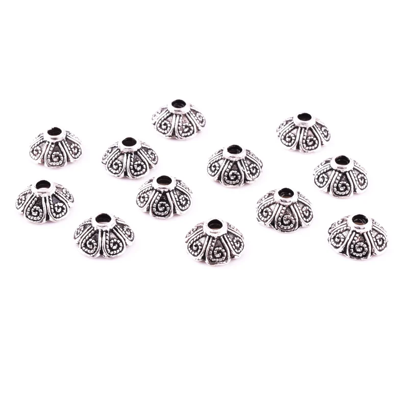30 шт. тибетский серебряный цветочный Шарм бусины наконечники ювелирных изделий