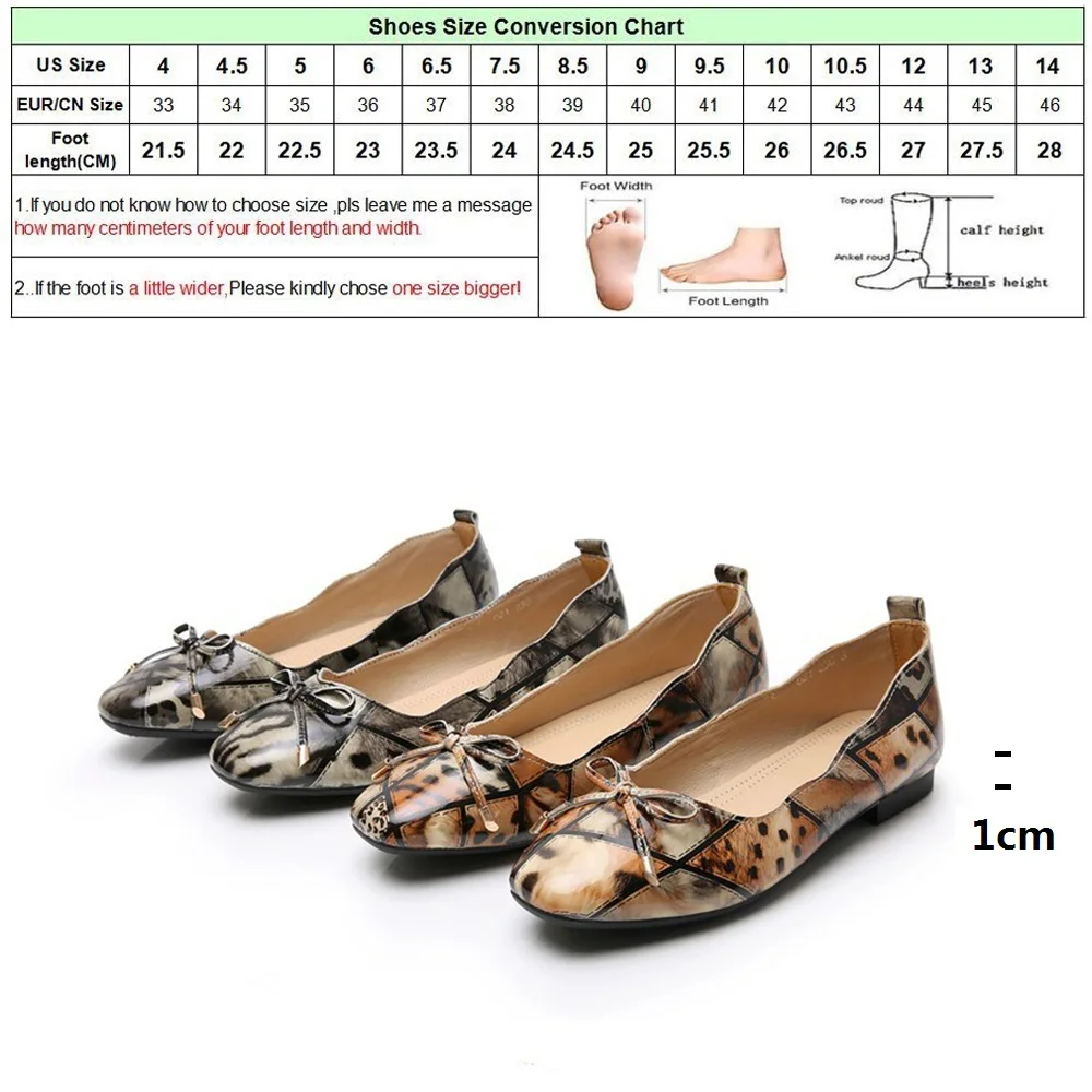 

DRFARGO Genuine Leather Ballet Flat for Women Shallow Bowtie Graffiti slip on Shoes Women size 34-43 Mujer Zapatos Chaussure 320